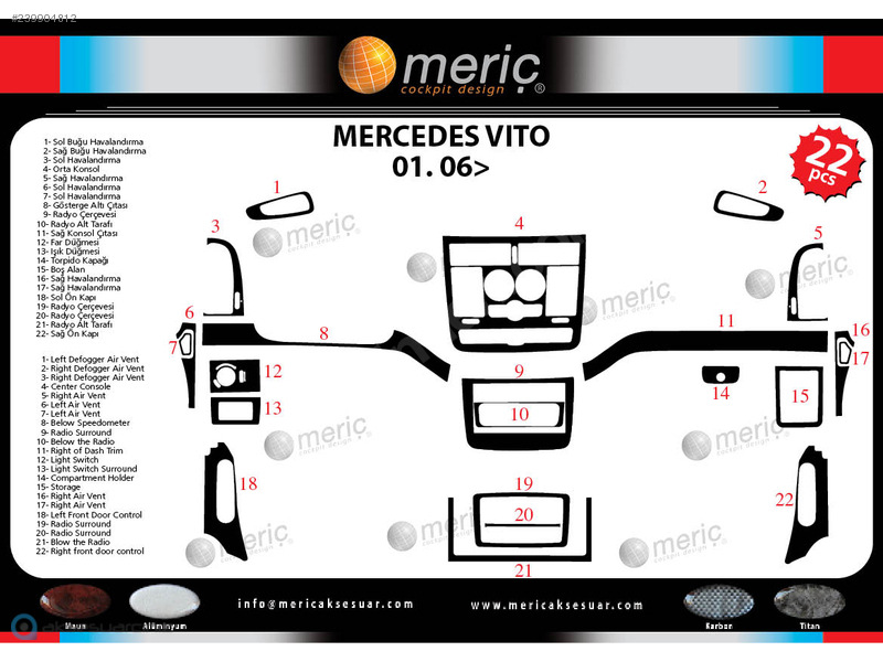 Mercedes Vito Piano Черное покрытие 2006 22 шт.