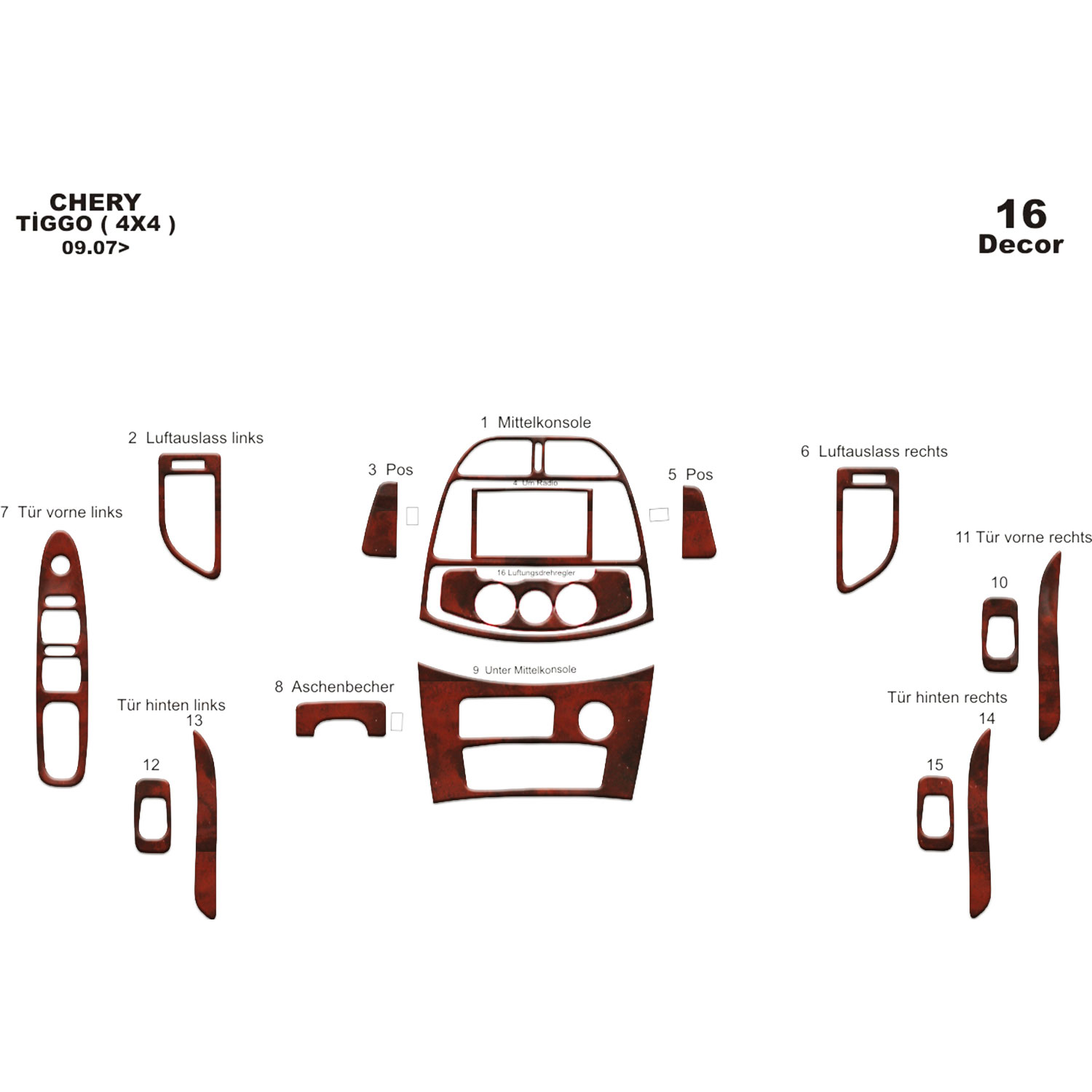Chery Tiggo 4x4 Torpido Kaplama 2007 16 Parça