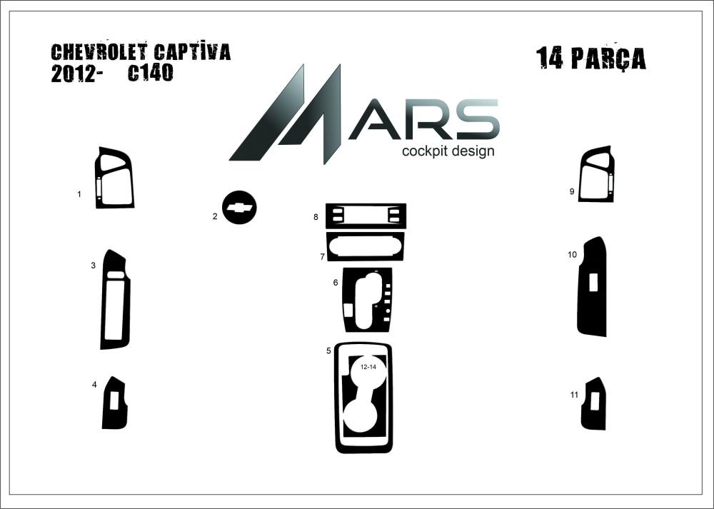 Chevrolet Captiva Konsol-Torpido Kaplama 2012- 14 Parça