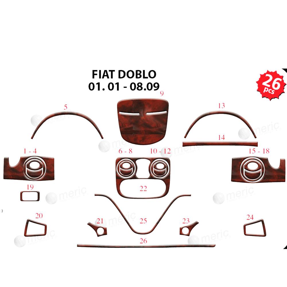 Fiat Doblo Torpido Kaplama 2001-2009 26 Parça