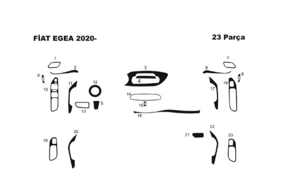 Fiat Egea Torpido Kaplama 2020- 23 Parça