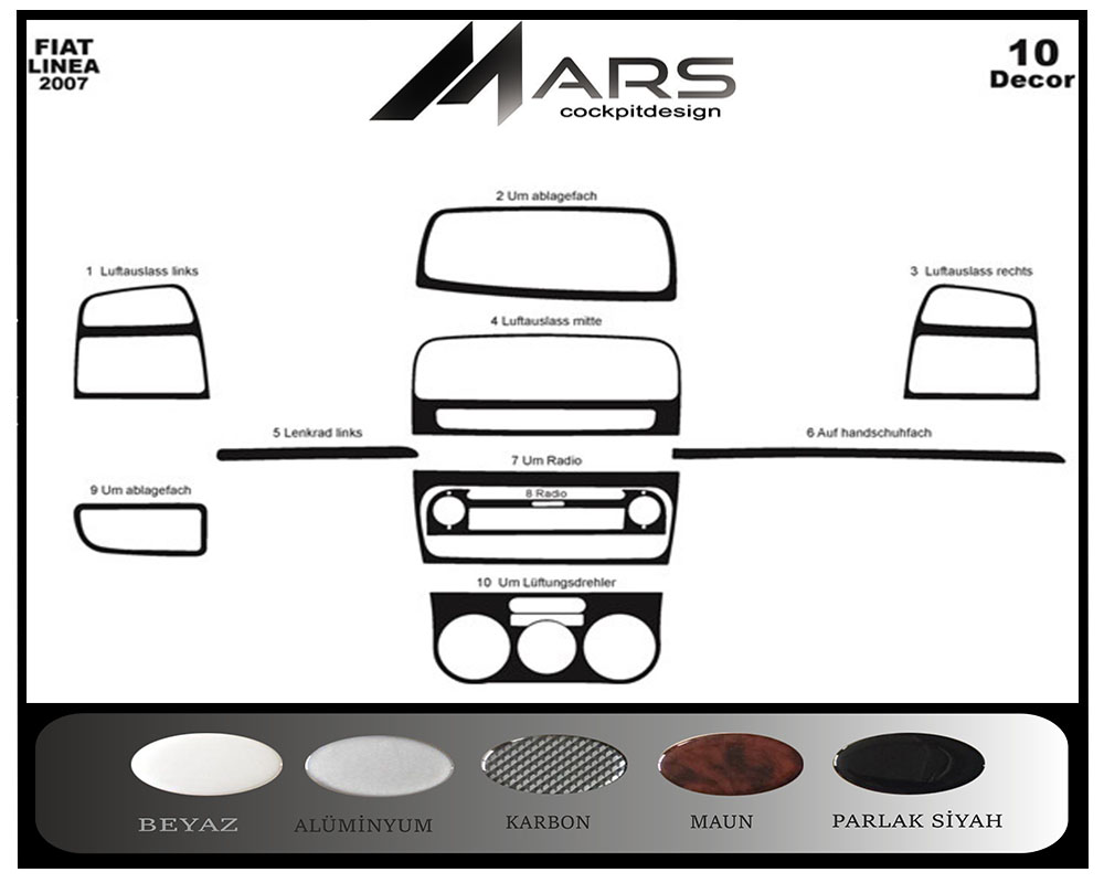 Fiat Linea Console-Mahogany Veneer 2007 10 Pieces