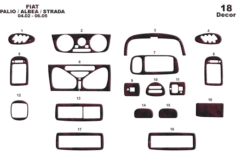 Fiat Palio Albea Strada Torpido Kaplama 2002-2005 18 Parça