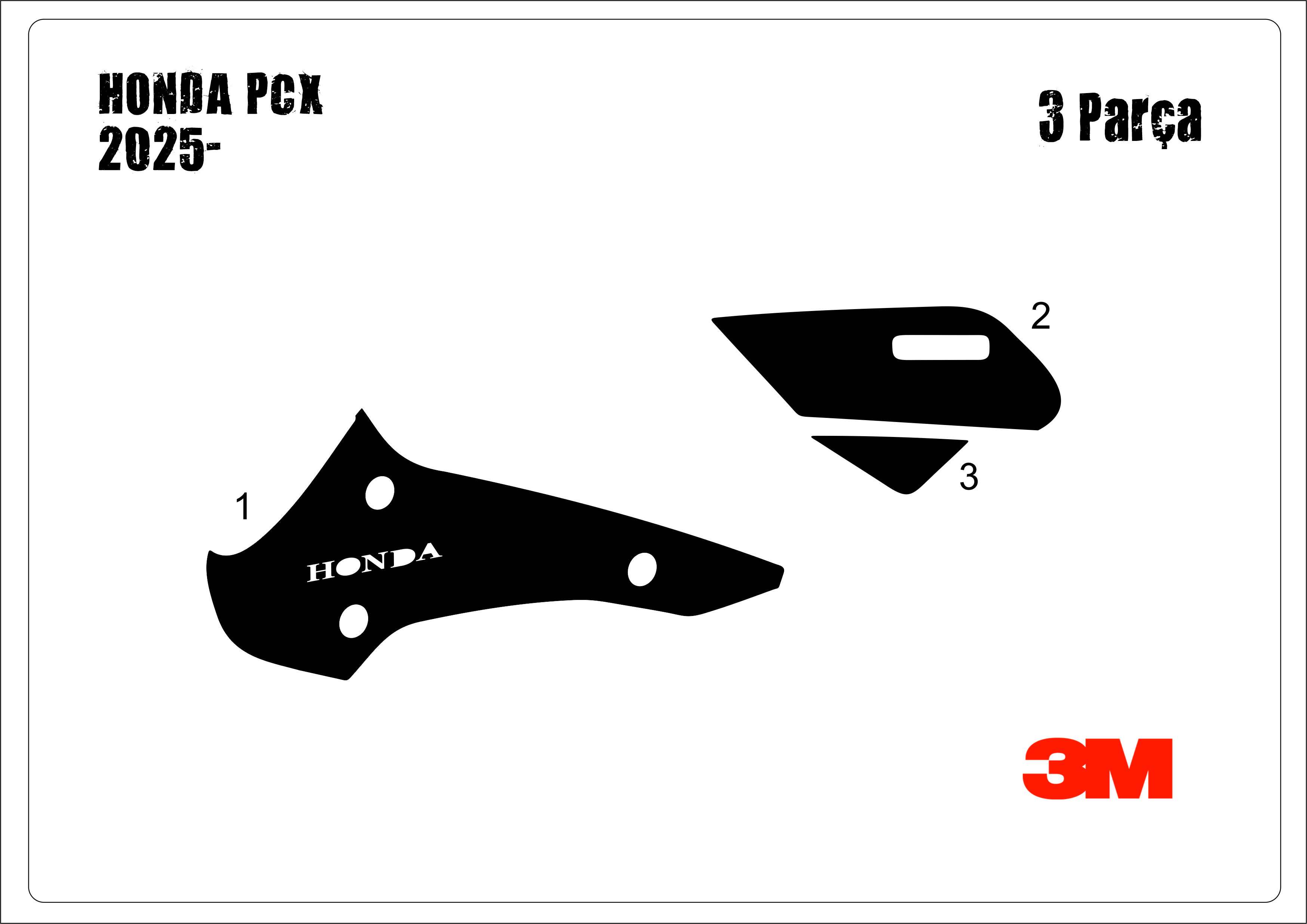 Honda Pcx 2025- Tank Pad ve Grenaj Kaplama 3 Parça