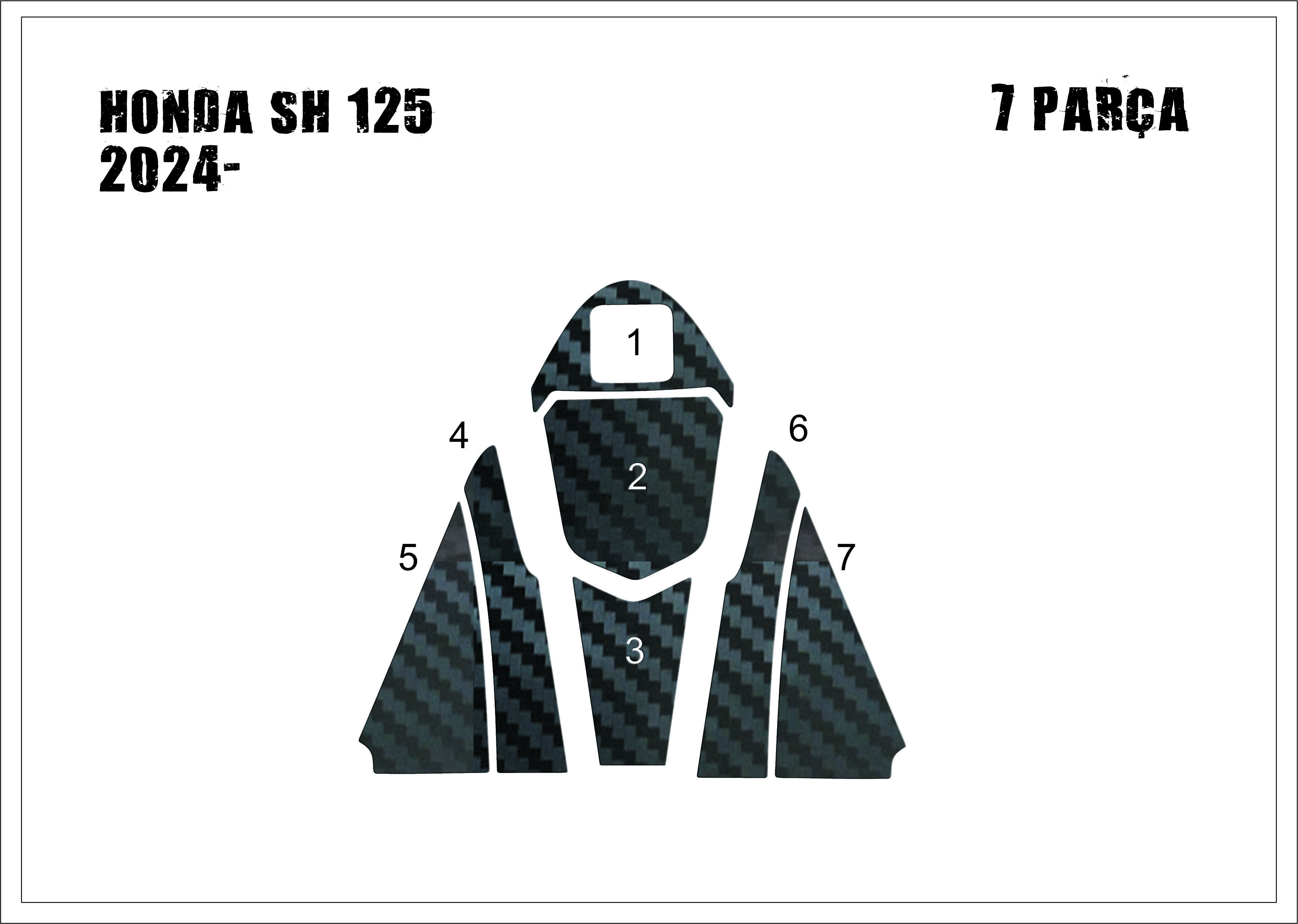 Honda SH 125 2024  - Tank Pad ve Grenaj Kaplama 7 Parça