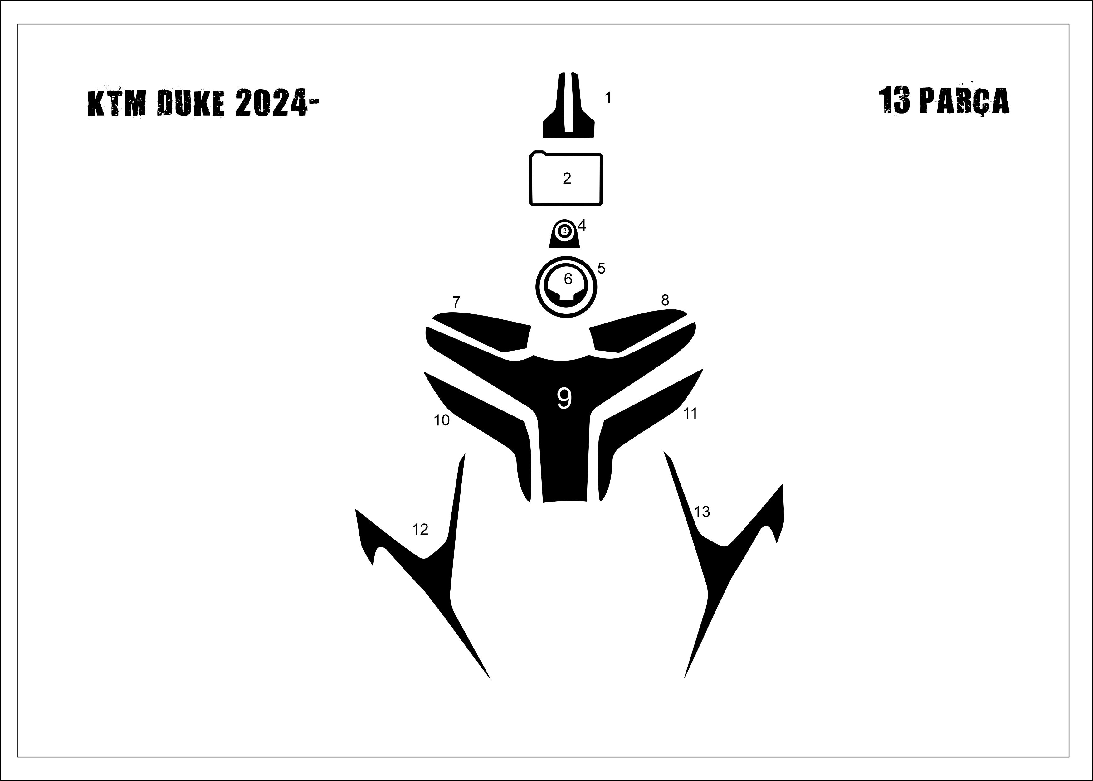 KTM DUKE 250 2024- Tank Pad ve Grenaj Kaplama