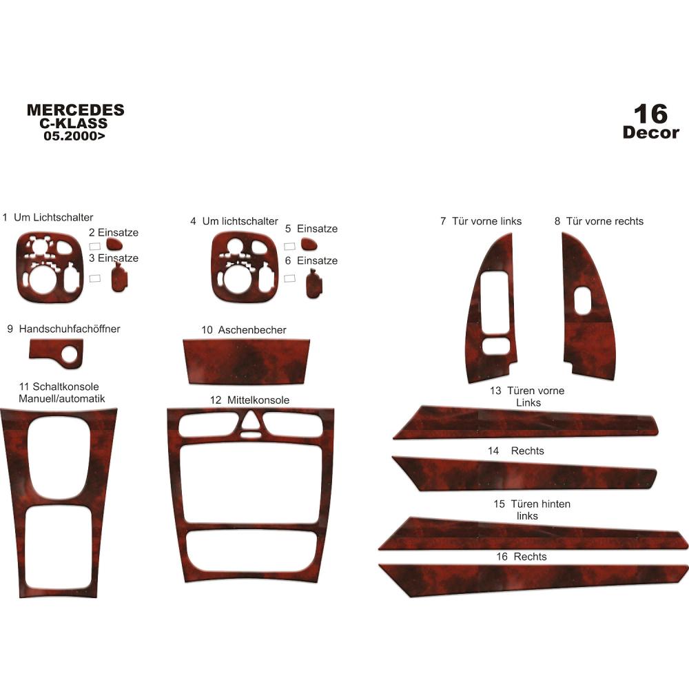 Mercedes C Serisi Torpido Kaplama 2000-2006 16 Parça