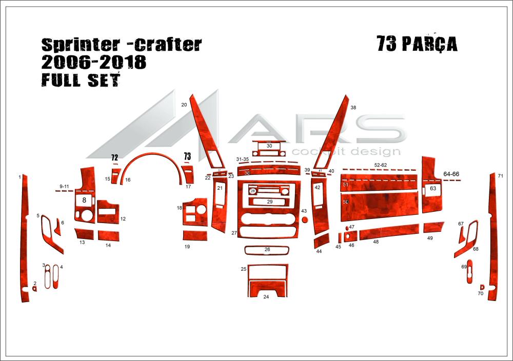Mercedes Sprinter-Crafter Torpido Konsol Kaplama 2006-2018 73 Parça