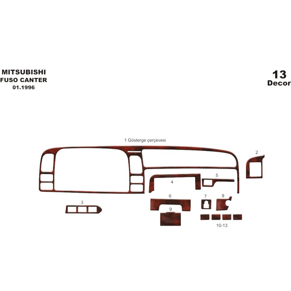 Mitsubishi Fuso Center Torpido Kaplama 1996-2004 13 Parça