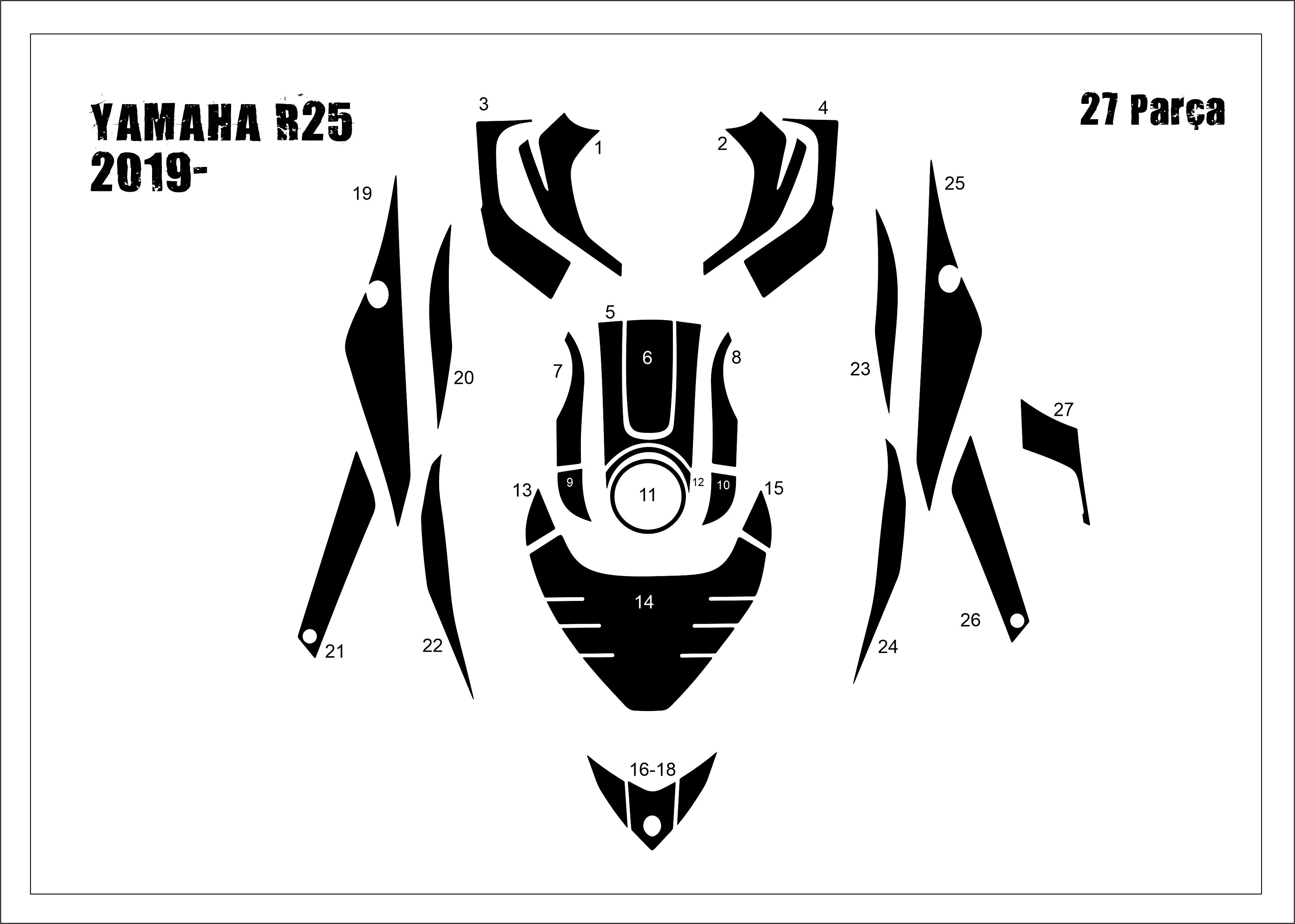 Yamaha R25 2019-Tank Pad Ve Grenaj Kaplama