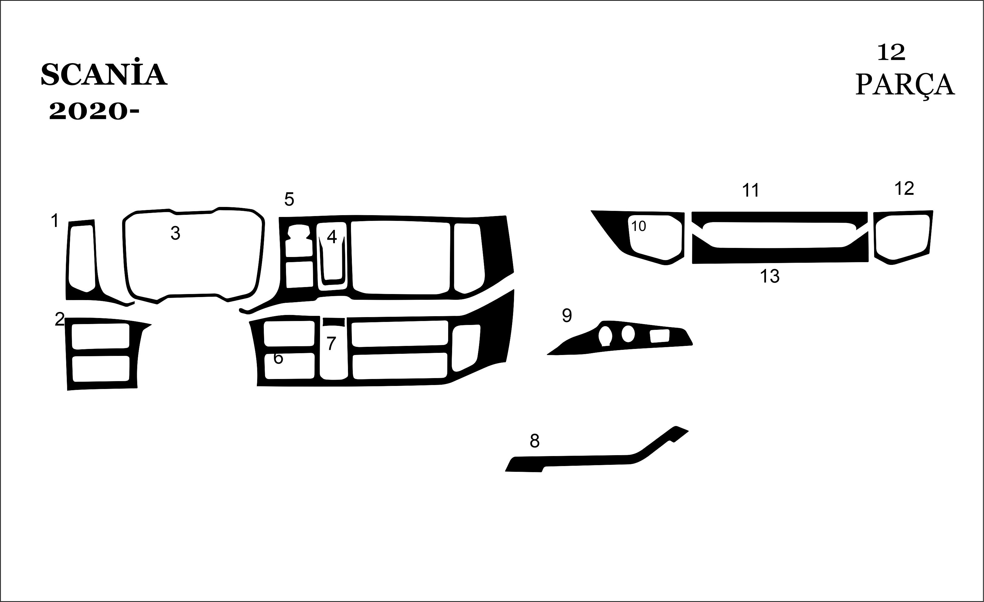 Scania R Torpido Kaplama 2020- 12 Parça