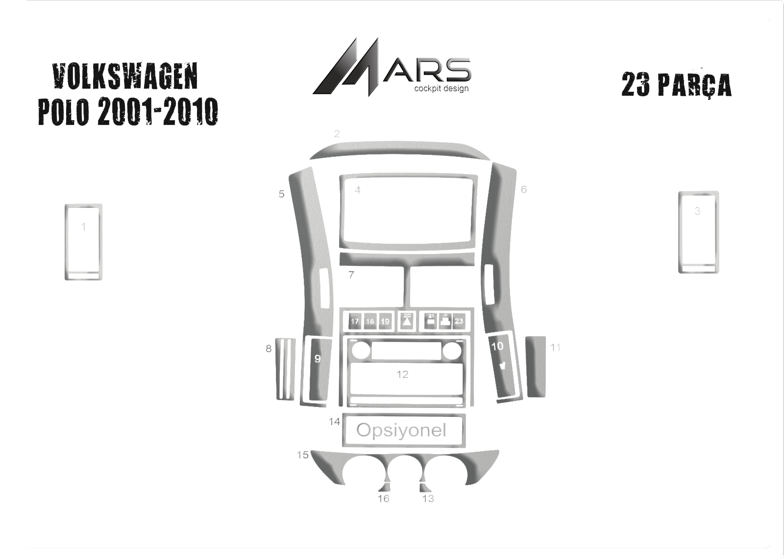 Volkswagen Polo Алюминиевое покрытие 2001-2005 гг. 14 шт. 