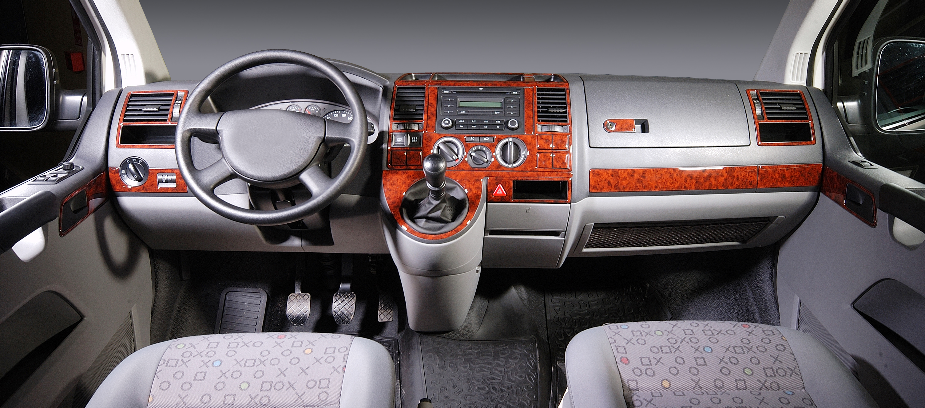 Volkswagen Transporter T5 Console-Mahogany Veneer 2003-2009 29 Pieces