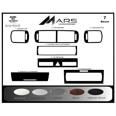 Audi A3  Konsol-Torpido Kaplama 2000-2003  7 Parça