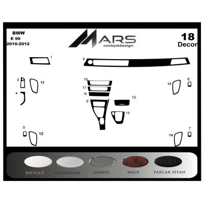 Bmw 3 E90 Uyumlu Konsol-Torpido Kaplama 2010-2012 18 Parça