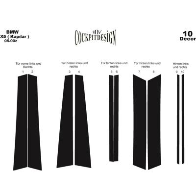 Bmw X5 Kapılar Uyumlu Konsol-Torpido Kaplama 2000 10 Parça