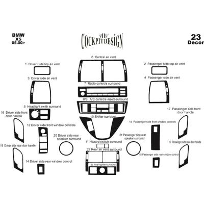 Bmw X5 Uyumlu Konsol-Torpido Kaplama 2000 23 Parça