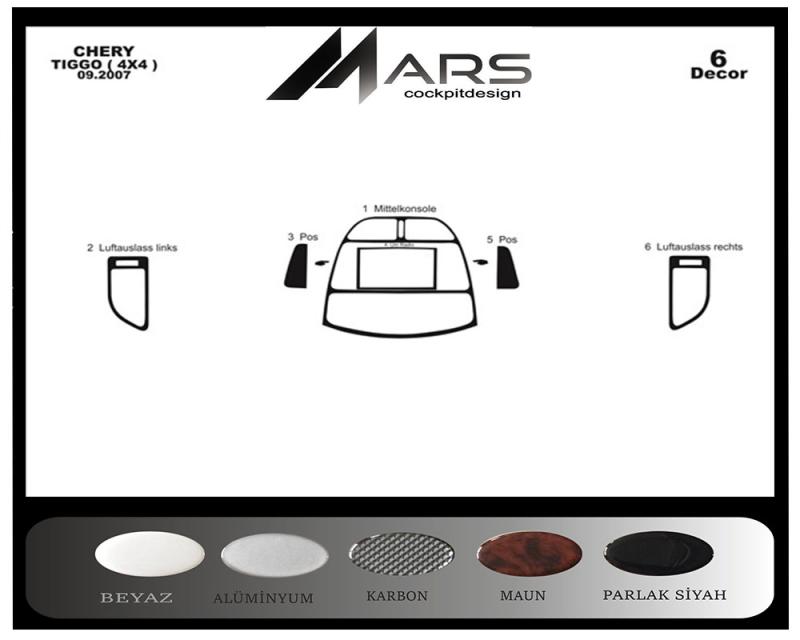 Chery Tiggo 4x4 Armaturenbrett- und Konsolenverkleidung 2007-2010 6 teilig