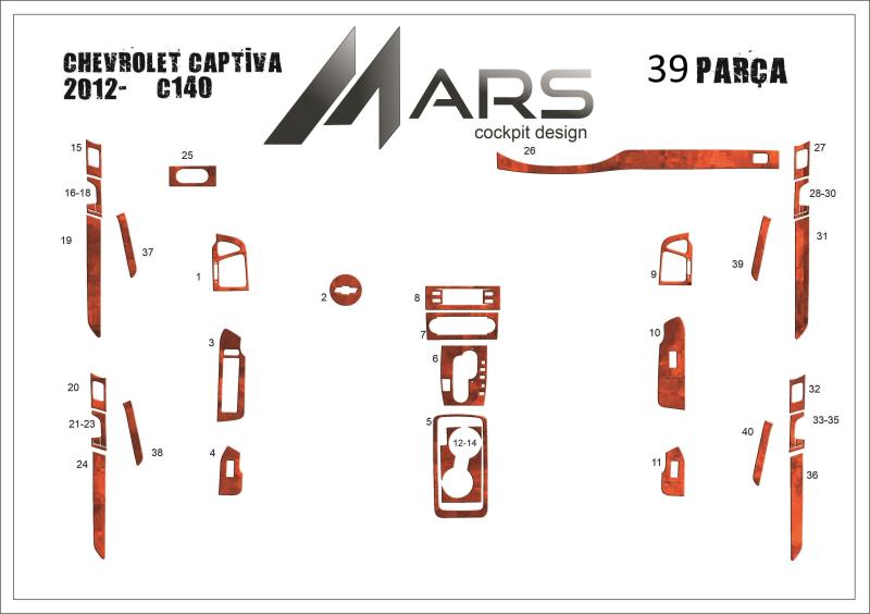 Chevrolet Captiva Torpido Kaplama 2012- 39 Parça