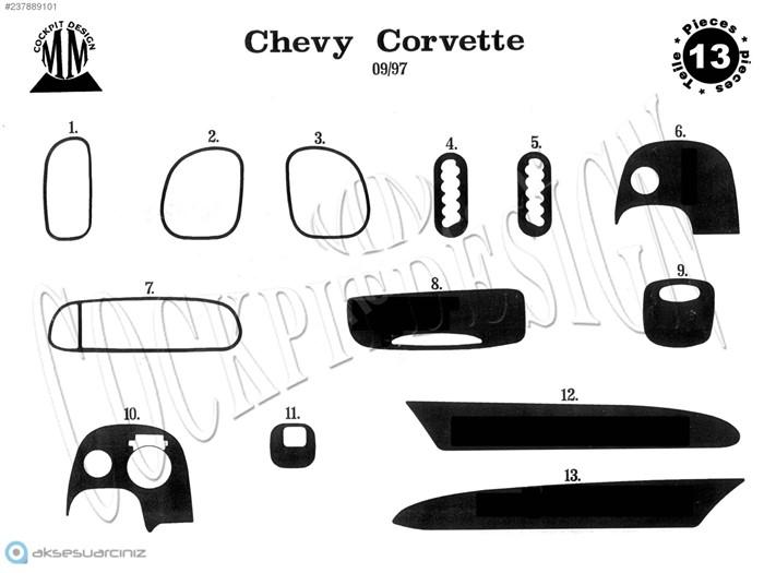 Консоль Chevrolet Corvette шпон красного дерева 1997 г. 13 шт.