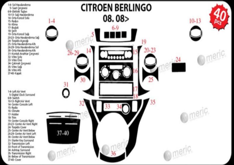Citroen Berlingo Partner Torpido Kaplama 2008 40 Parça