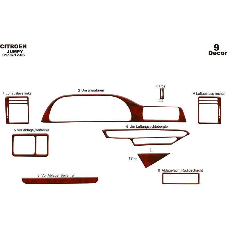 Citroen Jumpy Scudo Expert Torpido Kaplama 1996-2006 9 Parça