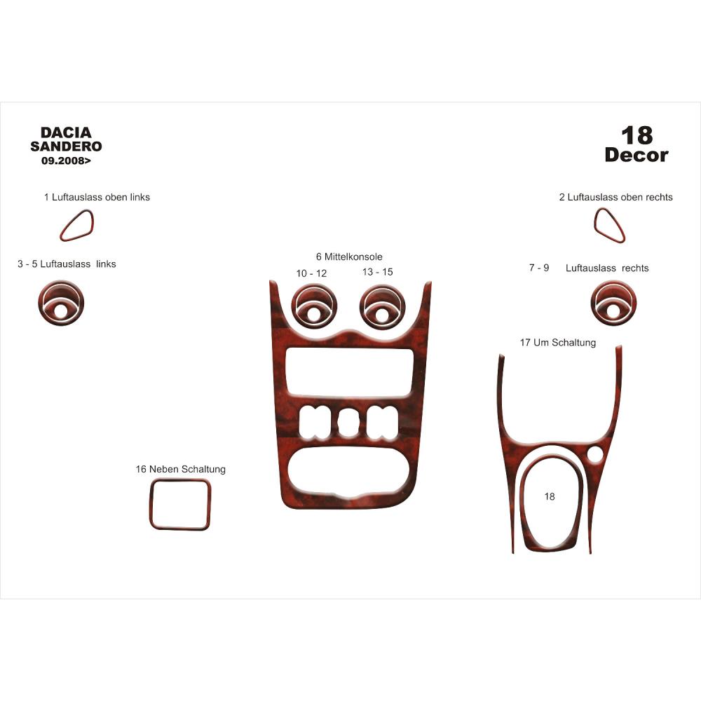 Dacia Sandero Logan Torpido Kaplama 2008-2009 18 Parça