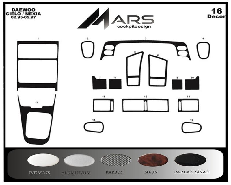 Консоль Daewoo Cielo Nexia, шпон красного дерева 1995-1997 гг., 16 шт.