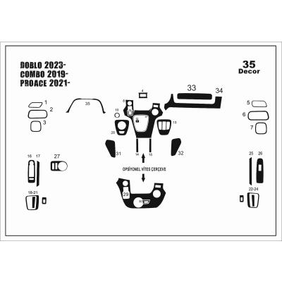 Fiat Doblo 2023-Opel Combo2019- Toyota Proace 2021- Konsol Torpido Kaplama