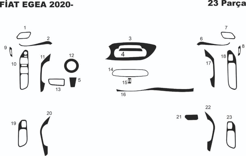 Консоль Fiat Egea, шпон красного дерева 2020- 23 шт.