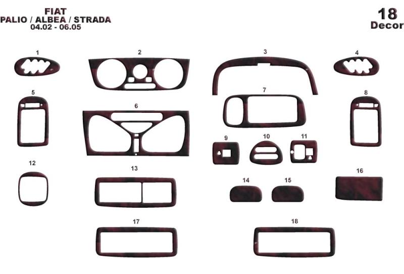 Fiat Palio Albea Strada Torpido Kaplama 2002-2005 18 Parça