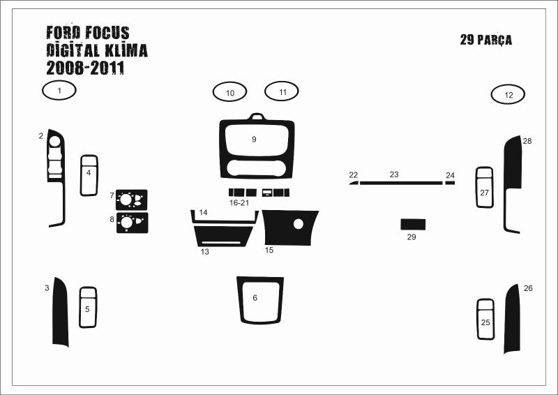 Консоль Ford Focus шпон красного дерева 201 г. 13 шт.