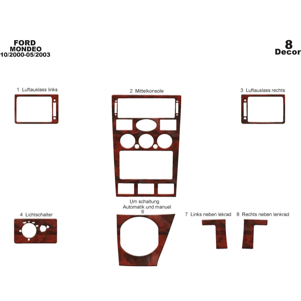 Ford Mondeo Torpido Kaplama 2000-2003 8 Parça