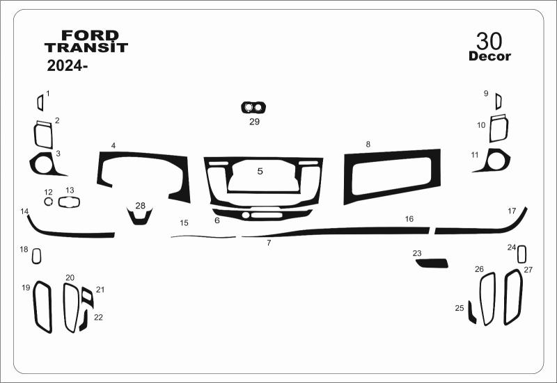 Ford Transit Torpido / Konsol Kaplama 2024-
