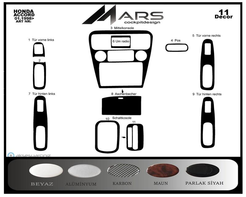 Honda Accord Euro Console-Mahogany Veneer 1998-2002 1 Pieces
