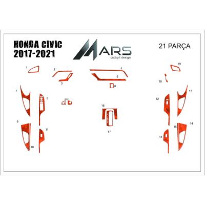 Honda Civic Konsol-Torpido Kaplama 2017-2021 21 Parça