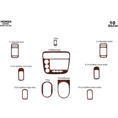 Honda Civic Torpido Kaplama 2001-2006 10 Parça