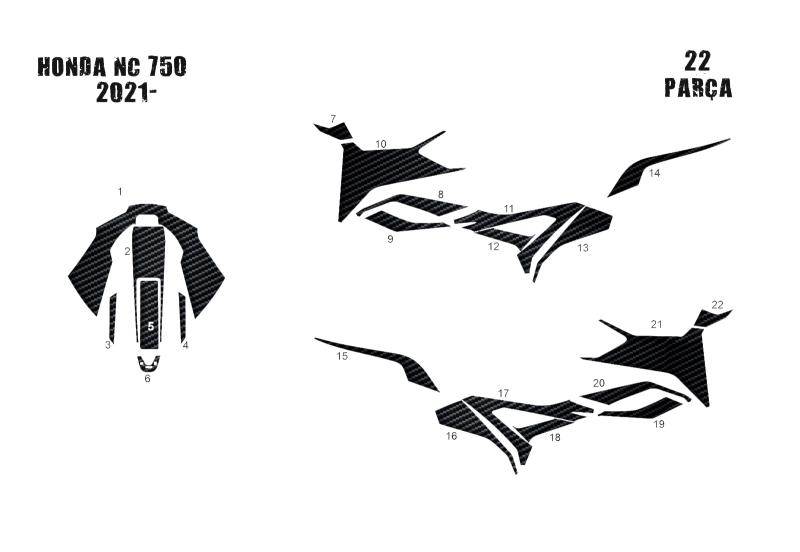 Honda NC 750 2021- 22 Parça Tank Pad ve Grenaj Kaplama