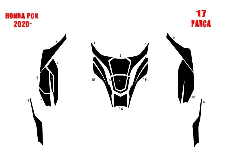 Honda Pcx 2021-2024 Tank Pad ve Grenaj Kaplama