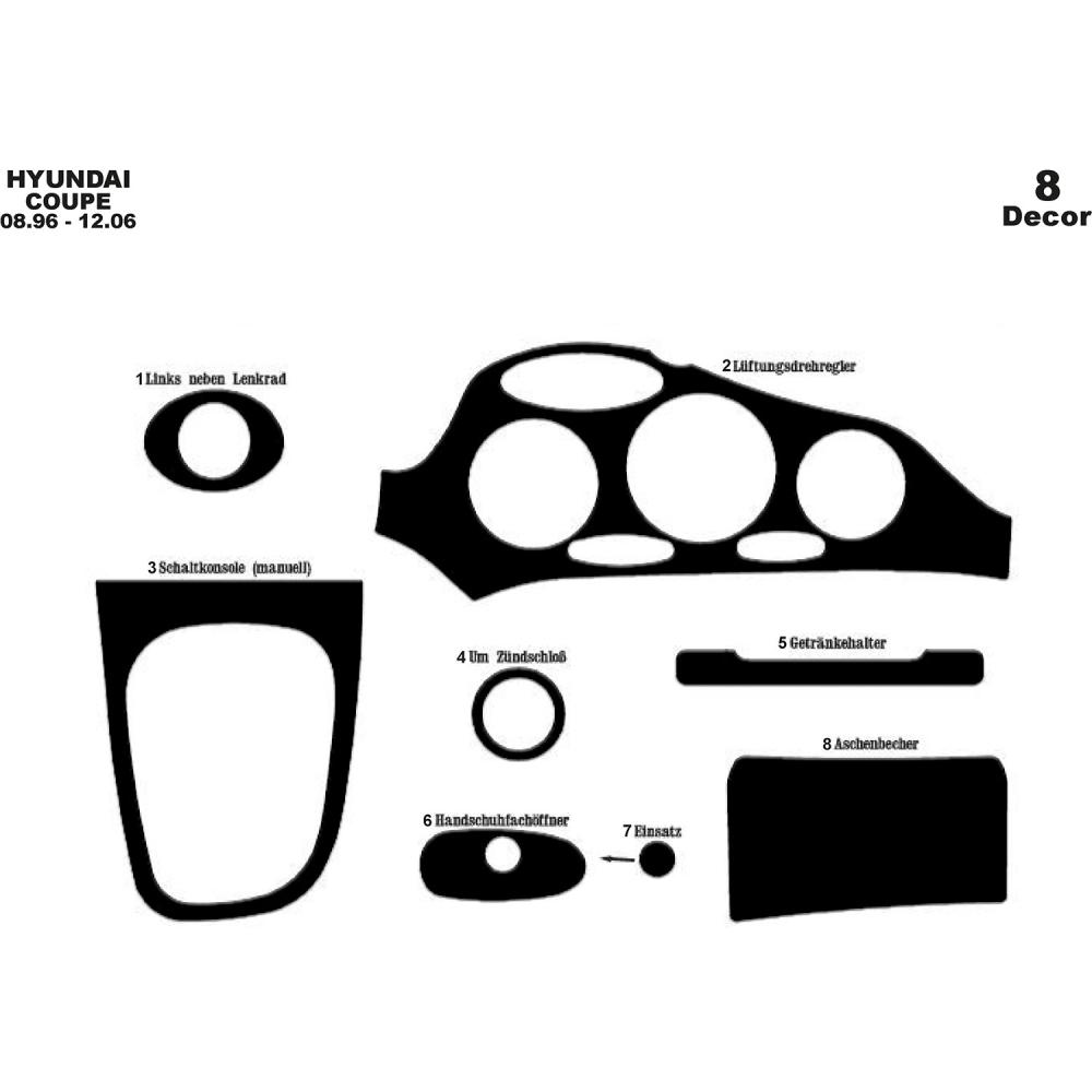 Hyundai Coupe Torpido Kaplama 1996-2006 8 Parça