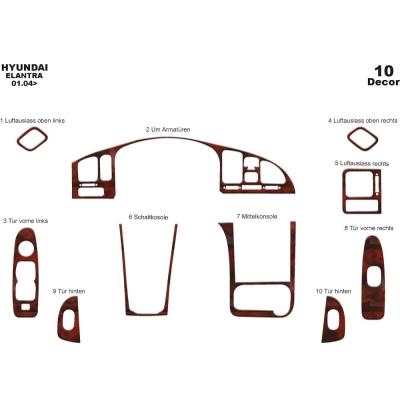 Hyundai Elantra Torpido Kaplama 2004-2007 10 Parça
