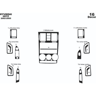Hyundai Getz Konsol-Torpido Kaplama 2002-2005 16 Parça