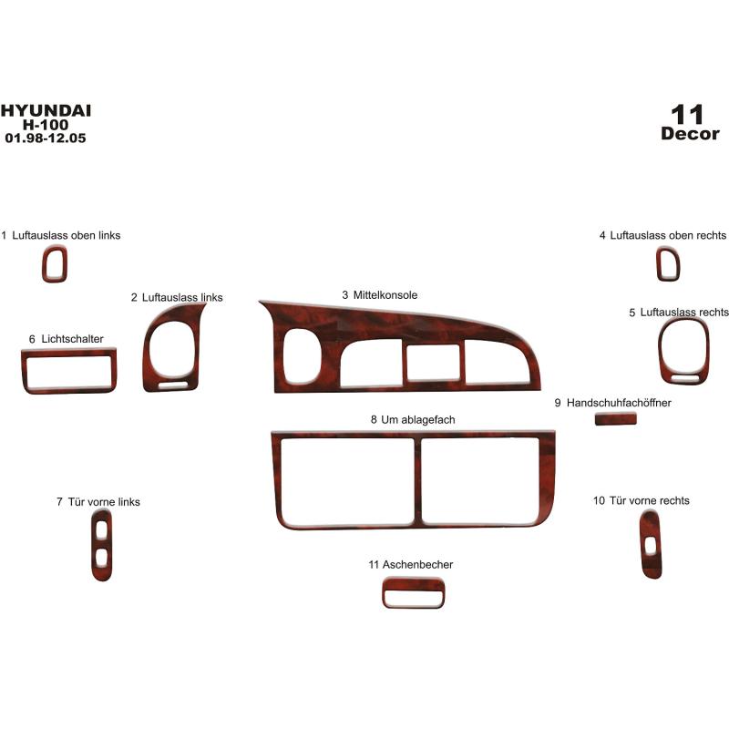 Hyundai H 100  Torpido Kaplama 1998-2004 11 Parça