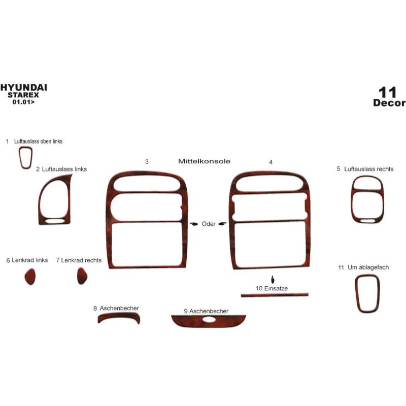 Hyundai Starex Torpido Kaplama 2001-2007 11 Parça