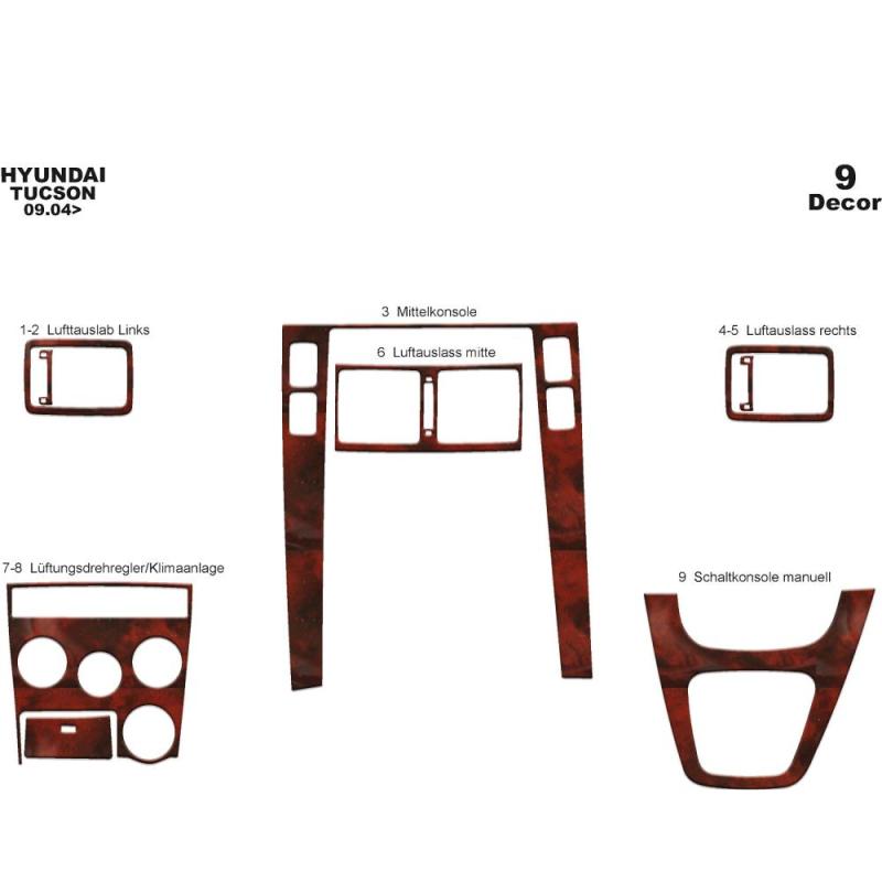 Hyundai Tucson Torpido Kaplama 2004-2010 9 Parça