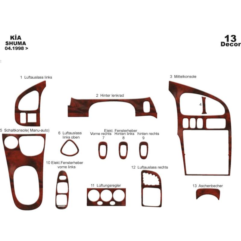 Kia Shuma Torpido Kaplama 1998 13 Parça