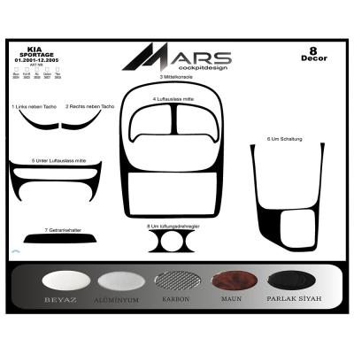 Kia Sportage Konsol-Torpido Kaplama 2001-2005 8 Parça