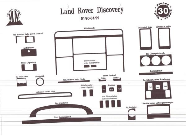 Land Rover Discovery Konsol-Torpido Kaplama 1990-1998 30 Parça