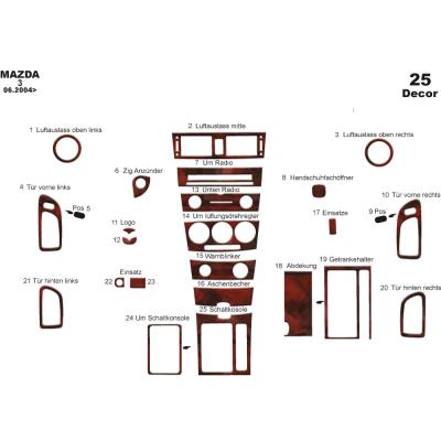 Mazda 3 Torpido Kaplama 2004-2009 25 Parça