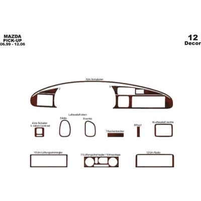 Mazda Pick Up Torpido Kaplama 1999-2006 12 Parça